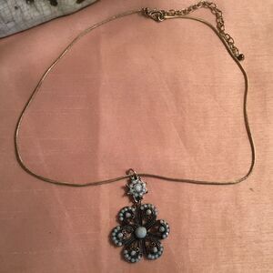 Silvertone  & Blue Necklace